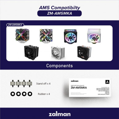 Крепления для AMD AM5 Zalman ZM-AM5MKA, CNPS10X Performa/White, CNPS10X Performa ST CNPS16X/White, CNPS17X, CNPS20X-1-изображение