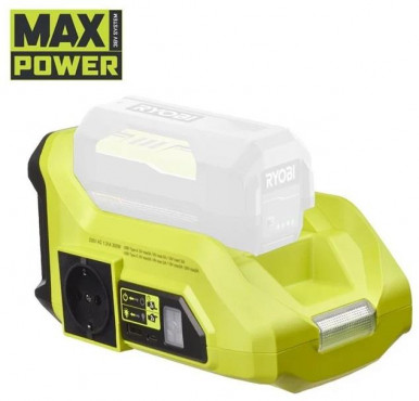 Инвертор напряжения аккумуляторный Ryobi Max Power RY36BI1800A-0 36В розетка 2х220В разъем 6хUSB 1800/3000Вт (без АКБ и ЗУ)-1-изображение