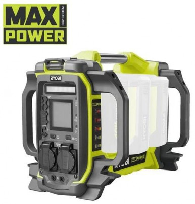 Инвертор напряжения аккумуляторный Ryobi Max Power RY36BI1800A-0 36В розетка 2х220В разъем 6хUSB 1800/3000Вт (без АКБ и ЗУ)-1-изображение