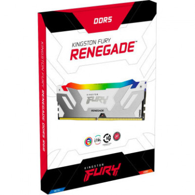 Модуль памяти для компьютера DDR5 16GB 6400 MHz Renegade White/Silver Kingston Fury (ex.HyperX) (KF564C32RWA-16)-8-изображение