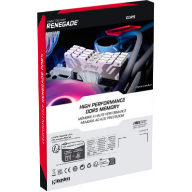 Модуль пам'яті для комп'ютера DDR5 32GB 6400 MHz Renegade White XMP Kingston Fury (ex.HyperX) (KF564C32RW-32)-9-зображення