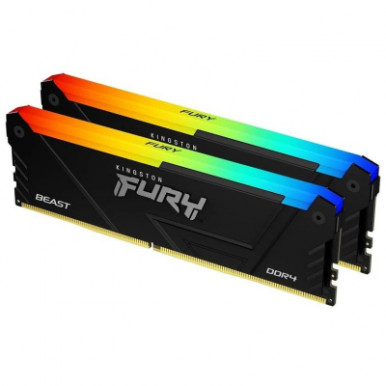 Модуль пам'яті для комп'ютера DDR4 64GB (2x32GB) 3600 MHz FURY Beast RGB Kingston Fury (ex.HyperX) (KF436C18BB2AK2/64)-5-зображення