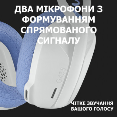 Наушники Logitech G435 Lightspeed Wireless Gaming Headset White (981-001074)-14-изображение