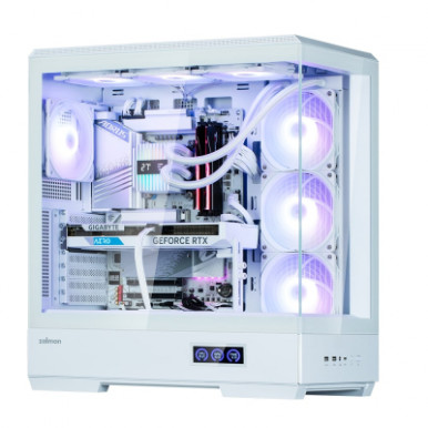 Корпус Zalman P50 DS без БЖ, 2xUSB3.0, 1xUSBType-C, 4x120мм ARGB, VGA 435мм, LCS ready, TG Side Panel, ATX, білий-22-зображення