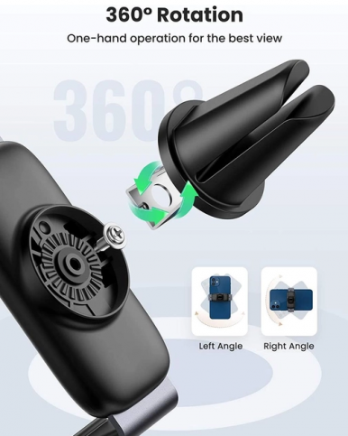 Автодержатель Ugreen LP120 Air Vent Mount Phone Holder (Black)-9-изображение