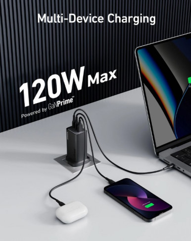 Сетевое зарядное устройство Anker PowerPort 737 GaNPrime - 120W 2xPD & 1xPIQ PPS/DPDS Black-16-изображение