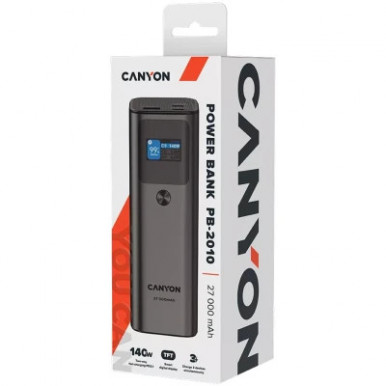 Батарея універсальна Canyon PB-2010 27000mAh PD/3.1/140Wh, in/out2xUSB-C PD/140W, outUSB-A/22.5W (CNE-CPB2010DG)-21-зображення