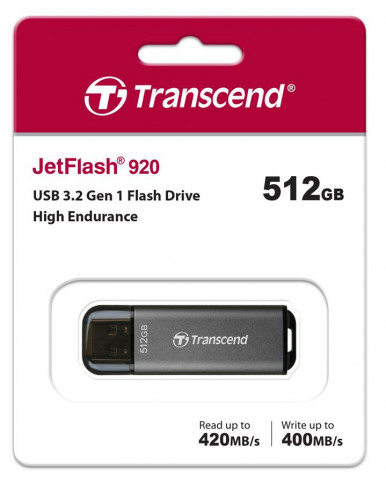 Накопичувач Transcend 512GB USB 3.2 Type-A JetFlash 920 R420/W400MB/s Чорний-1-зображення