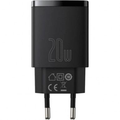 Зарядное устройство Baseus Compact Quick Charger U+C 20W EU Black (CCXJ-B01)-4-изображение