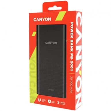 Батарея універсальна Canyon 20000mAh, Input 5V/2A, Output 5V/2.1A(Max), Black (CNE-CPB2001B)-13-зображення