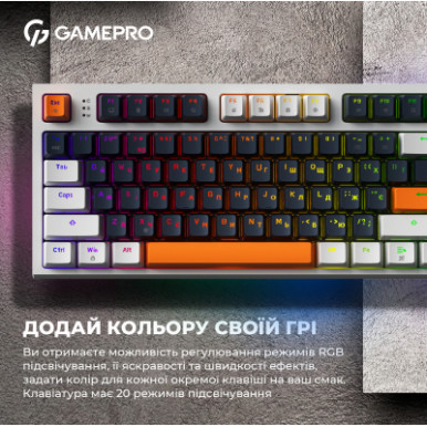 Клавіатура GamePro MK180W Hot-Swap Red Swich RGB USB UA White (MK180W)-13-зображення