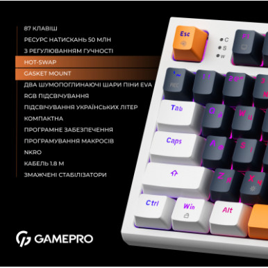 Клавіатура GamePro MK180W Hot-Swap Red Swich RGB USB UA White (MK180W)-21-зображення