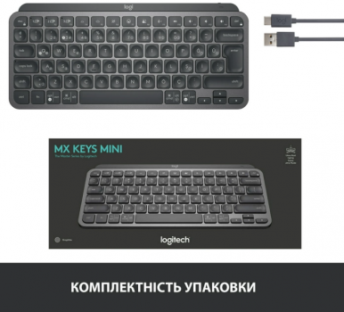 Клавіатура Logitech MX Keys Mini Wireless Illuminated UA Graphite (920-010498)-31-зображення