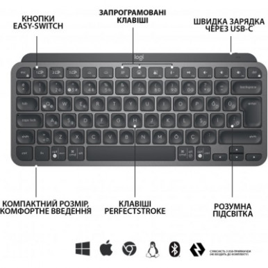 Клавіатура Logitech MX Keys Mini Wireless Illuminated UA Graphite (920-010498)-24-зображення