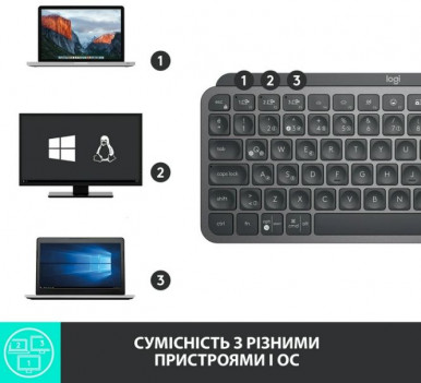 Клавіатура Logitech MX Keys Mini Minimalist Wireless, US, Graphite (920-010498)-14-зображення
