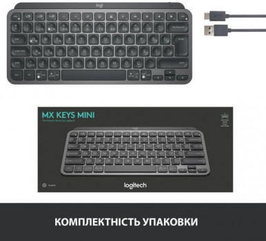 Клавіатура Logitech MX Keys Mini Minimalist Wireless, US, Graphite (920-010498)-15-зображення