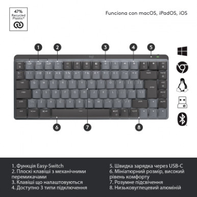 Клавіатура Logitech MX Mechanical Mini Minimalist UA Graphite (920-010780)-35-зображення