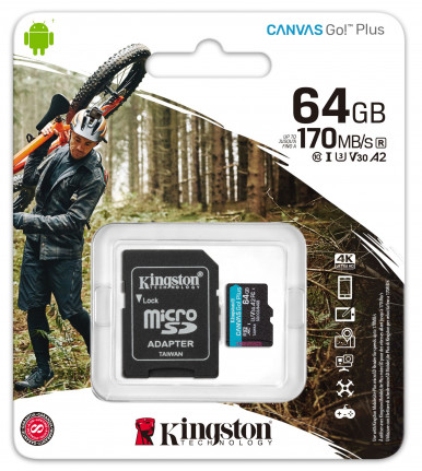 Карта пам'ятi Kingston Canvas Go Plus 64Gb class 10 A2 V30 (R170MB/s, W70MB/s) (adapter SD)-5-изображение