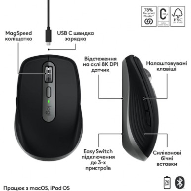 Мишка Logitech MX Anywhere 3S для MAC Wireless Space Grey (910-006947)-17-зображення
