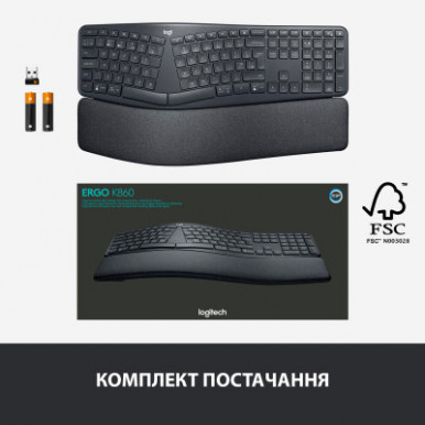 Клавиатура Logitech ERGO K860 Bluetooth/Wireless UA Black (920-010108)-14-изображение