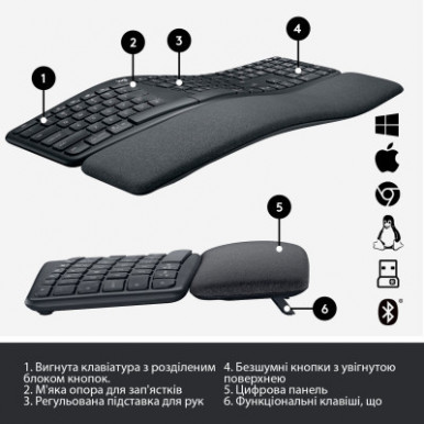 Клавиатура Logitech ERGO K860 Bluetooth/Wireless UA Black (920-010108)-20-изображение