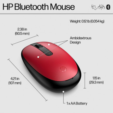Мышь HP 240, BT, красный-19-изображение