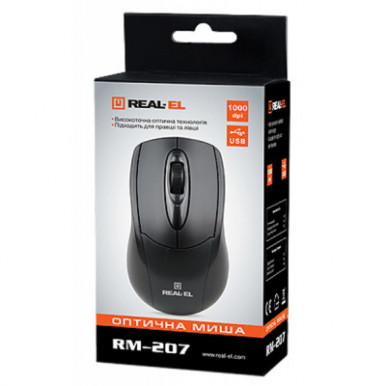 Мишка REAL-EL RM-207, USB, black-7-зображення