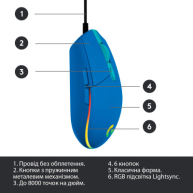 Мишка Logitech G102 Lightsync USB Blue (910-005801)-16-зображення