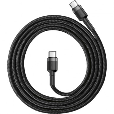 Дата кабель USB-C to USB-C 1.0m 3A 60W Cafule Black Baseus (CATKLF-GG1)-5-зображення
