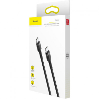 Дата кабель USB-C to USB-C 1.0m 3A 60W Cafule Black Baseus (CATKLF-GG1)-7-зображення