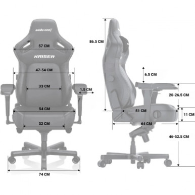 Крісло ігрове Anda Seat Kaiser 4 Fabric Size XL Grey (AD12YDDC-XLL-20-G-CF)-15-зображення