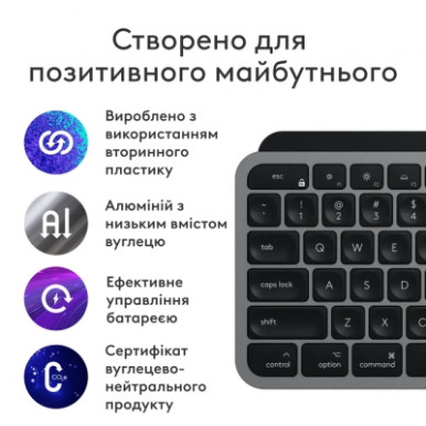 Клавіатура Logitech MX Keys S для MAC Bluetooth/Wireless UA Space Grey (920-011637)-16-зображення
