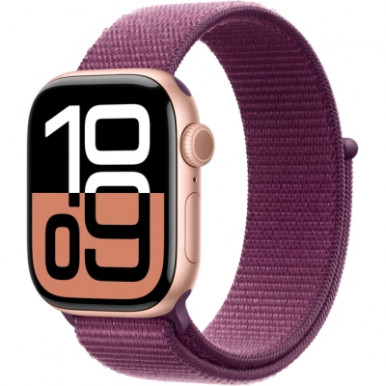 Смарт-годинник Apple Watch Series 10 GPS 42mm Rose Gold Aluminium Case with Plum Sport Loop (MWWK3QH/A)-9-зображення