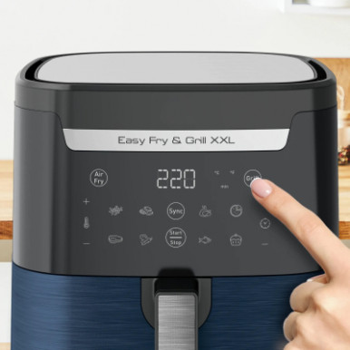 Мультипечь Tefal EasyFry&Grill XXL, 1830Вт, чаша-6.5л, сенсорное управл., 8 програм, пластик, серо-синий-19-изображение