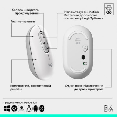 Мишка Logitech POP Mouse With Emoji Bluetooth Off-White (910-007411)-20-зображення
