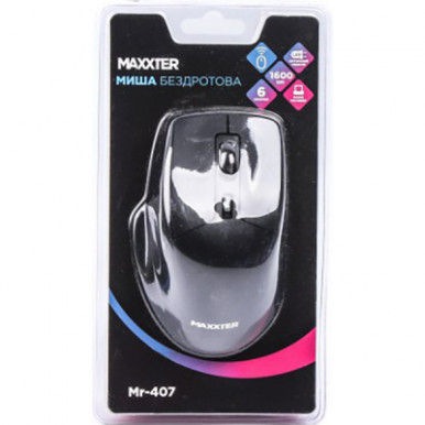 Миша бездротова Mr-407, 6 кнопок, оптична, 1600 DPI, USB, чорна-9-зображення