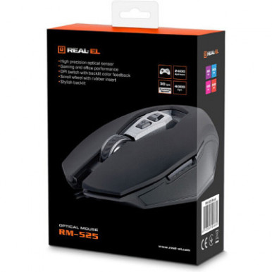 Мишка REAL-EL RM-525 Black-9-зображення