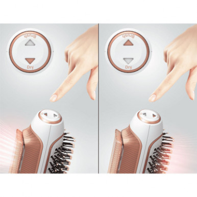 Фен-щітка Rowenta Reverso Dry&Brush 2в1, 1200Вт, 3 режими, іоніз-я, хол. обдув, насадок-2, кераміка, біло-золотистий-15-зображення