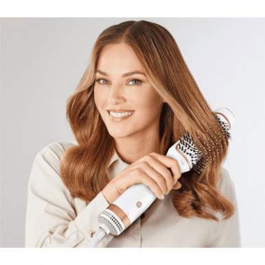 Фен-щітка Rowenta Reverso Dry&Brush 2в1, 1200Вт, 3 режими, іоніз-я, хол. обдув, насадок-2, кераміка, біло-золотистий-17-зображення