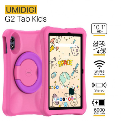 Планшет UMIDIGI G2 Tab Kids (MT11) 10.1" 4ГБ, 64ГБ, 6000мА·ч, Android, розовый-1-изображение