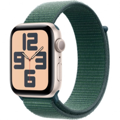 Смарт-годинник Apple Watch SE 2024 GPS 44mm Starlight Aluminium Case with Lake Green Sport Loop (MXEW3QH/A)-7-зображення