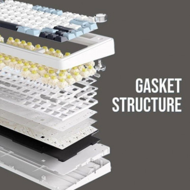 Клавіатура Aula F75 Gasket Greywood V3 switch Hot-Swap PBT Wireless/Bluetooth/USB White (6948391208640)-13-зображення