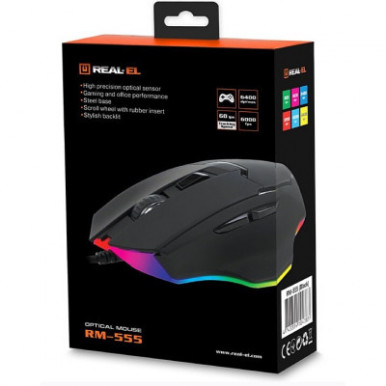Мышка REAL-EL RM-555 USB Black-15-изображение
