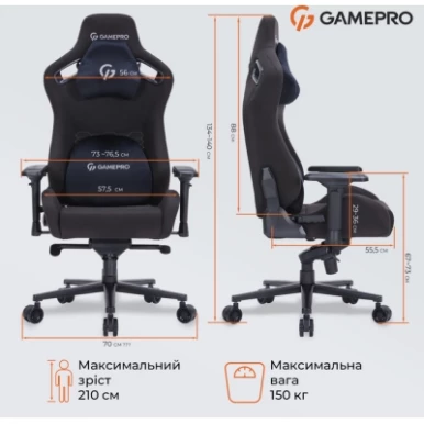 Крісло ігрове GamePro GC900B Size XL Fabric Black (GC900B)-15-зображення
