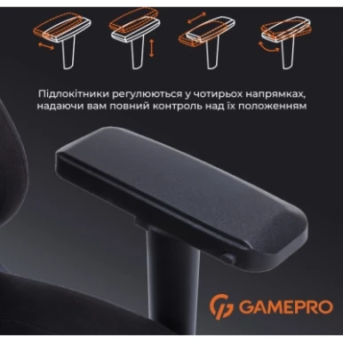 Крісло ігрове GamePro FGC750B Size L Fabric Black (FGC750B)-14-зображення