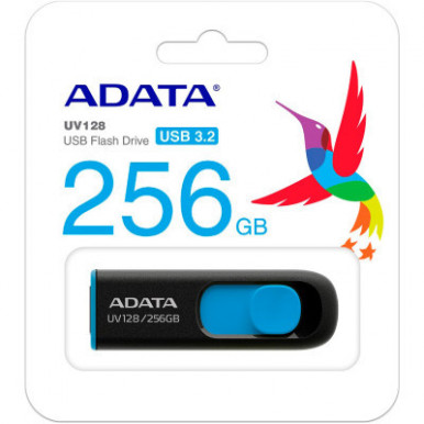 USB флеш накопитель ADATA 256GB UV128 Black/Blue USB 3.2 (AUV128-256G-RBE)-7-изображение