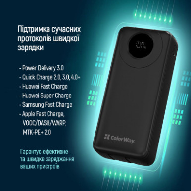 Батарея універсальна ColorWay 20 000 mAh EnergyPlus PD/18W, QC3.0/22.5W, Black (CW-PB200LPB4BK-PDD)-14-зображення