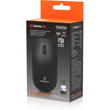 Мышка REAL-EL RM-313W Wireless Black (EL123200042)-11-изображение