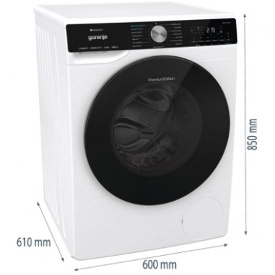 Пральна машина Gorenje фронтальна, 10кг, 1400, A+++, 60см, дисплей, інвертор, пара, Wi-Fi, підсвітка барабану, білий-17-зображення