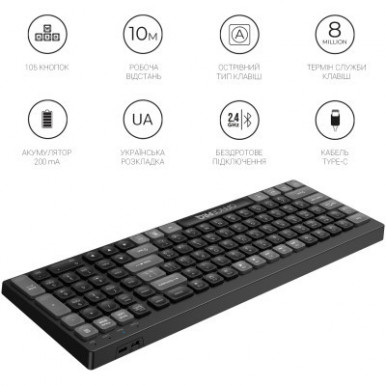 Клавіатура OfficePro SK985B Wireless/Bluetooth Black (SK985B)-13-зображення